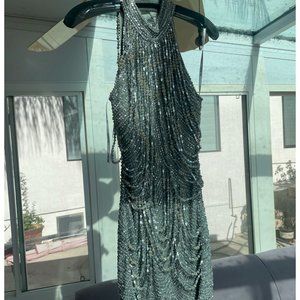 Silver Beaded Short Dress Size 6 Sherri Hill